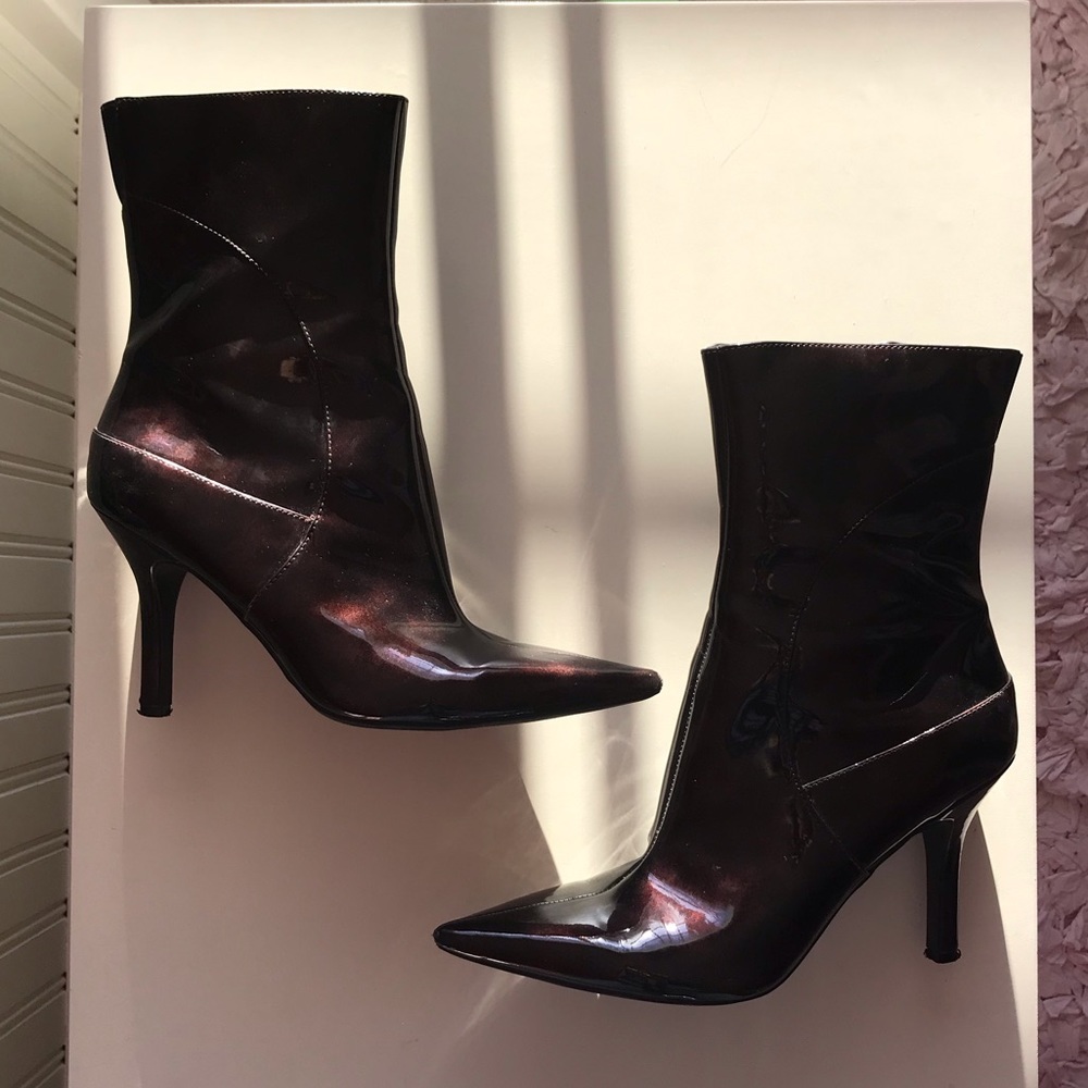 Nine West Heeled Sparkling Burgundy Boots